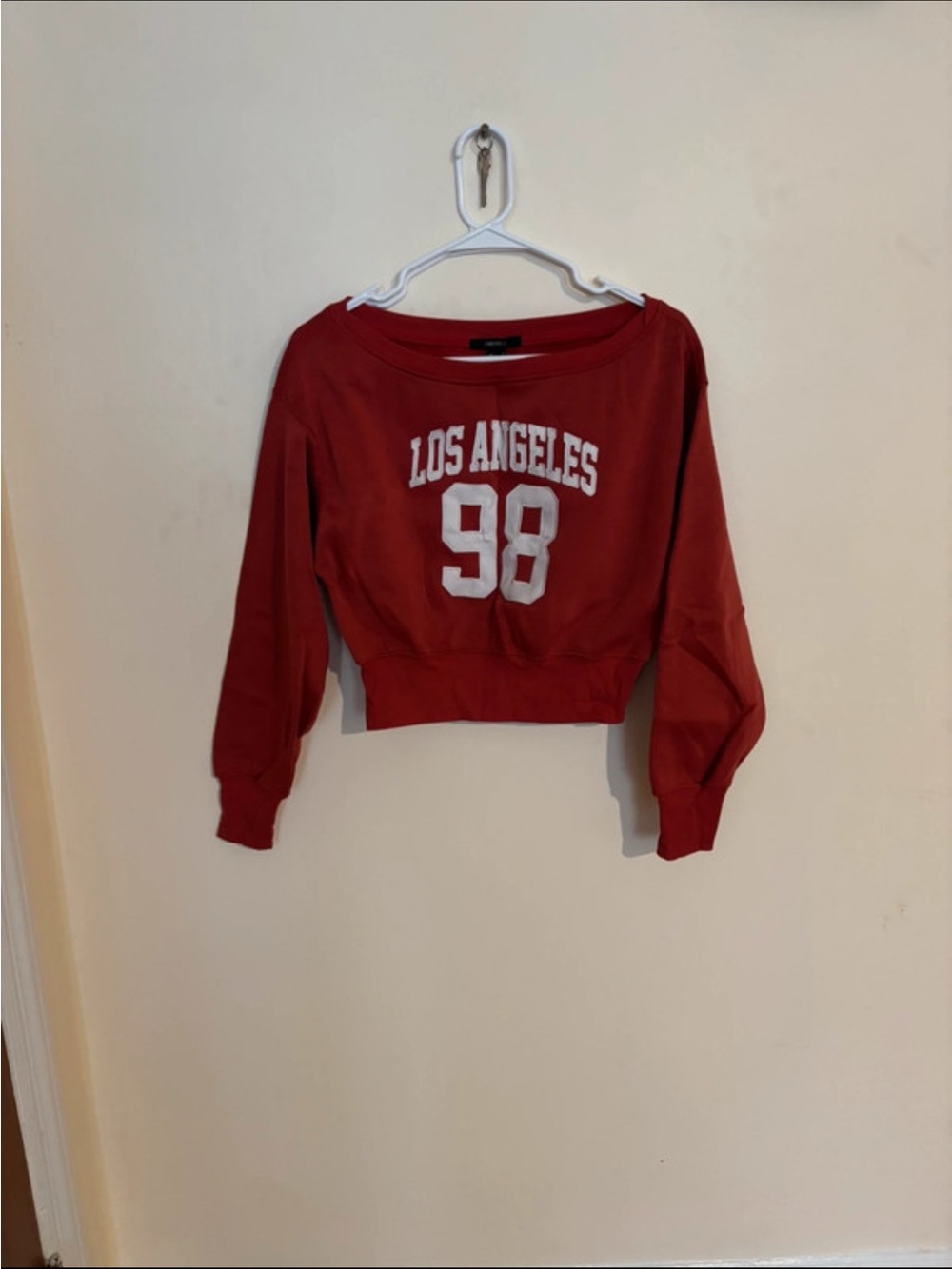 Forever 21 Red Los Angeles 98 Cropped Sweatshirt